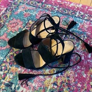 Suede Madewell lace up heels